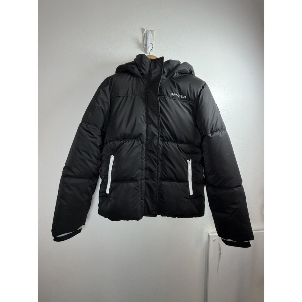 Spyder Womens Black Puffer Ski Jacket Hooded Insulated Water Resistant S - Picture 2 of 11